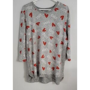 Kiss & Fly Gray with Hearts 3/4 Sleeve Top Women's Size 1X NWT